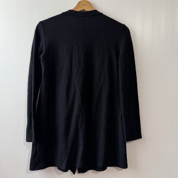 Vintage EILEEN FISHER  100% Wool Cardigan Sz PP Black Button Front Women’s - Picture 2 of 16